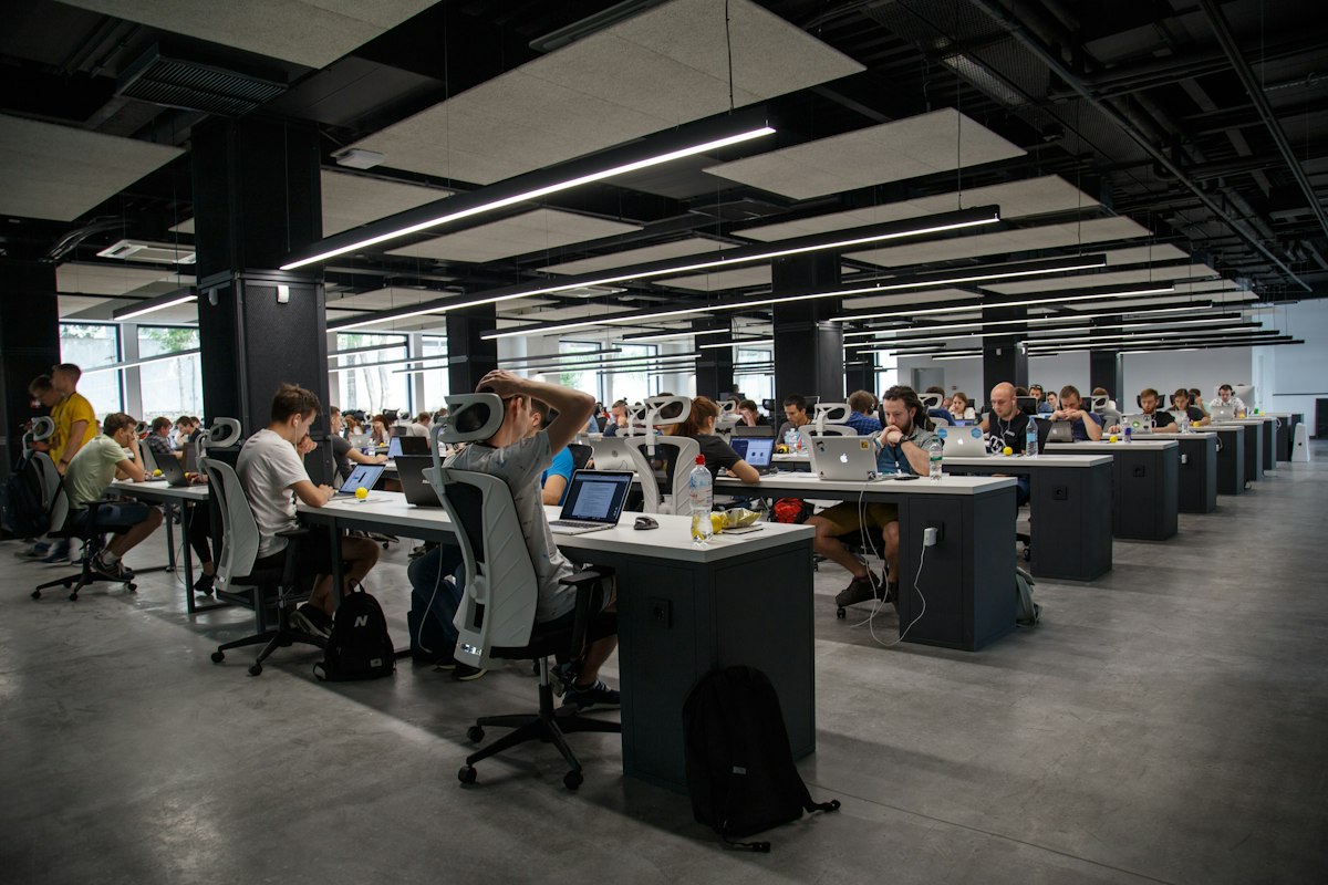 Open office space where presentation projects are produced